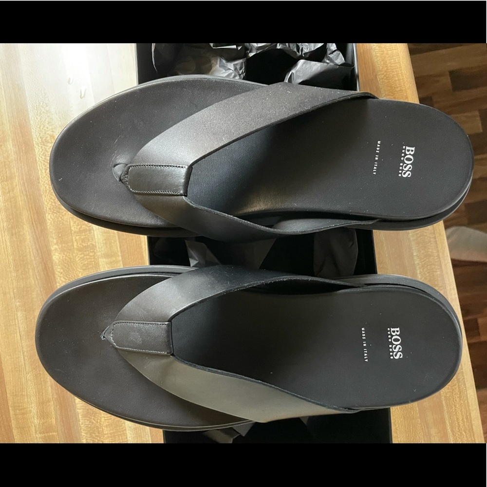 Brand New Hugo Boss Thong Leather Sandals Men Size EU: 46, US: 13